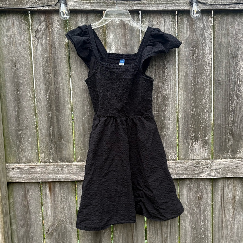 Old Navy Black Textured Sun Dress